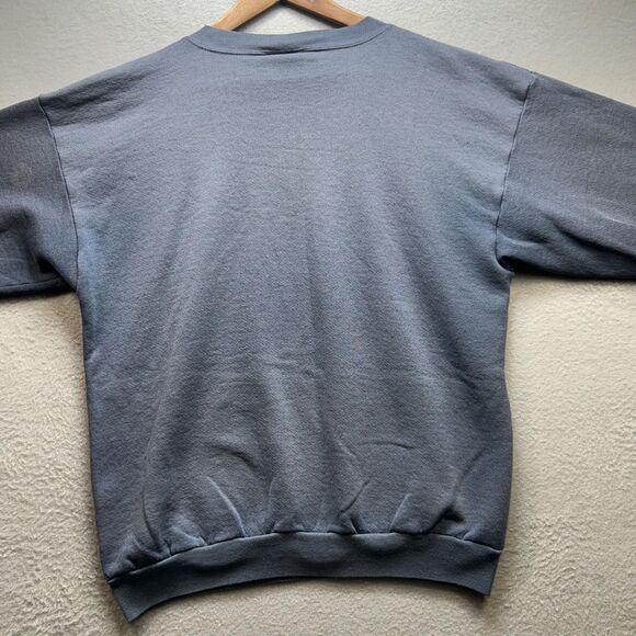 VINTAGE Eagle Sweatshirt Mens Large Blue Bald Made USA 90s Cotton Grove Designs - Picture 10 of 13